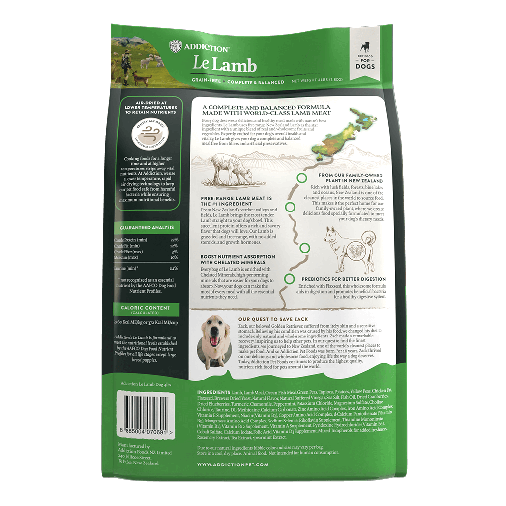 Addiction Le Lamb グレインフリー 15kg Le Lamb | Addiction Pet NZ